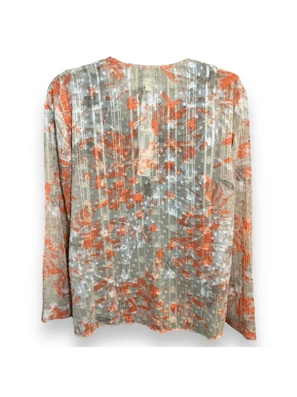 Chico’s Women’s Camo Foliage Sheer Jacket Peach/Cream Size 2 (Large)